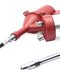 Beefy 400cc Pneumatic Grease Gun With Stainless Steel Spring showing nozzle and flexible hose in close-up view