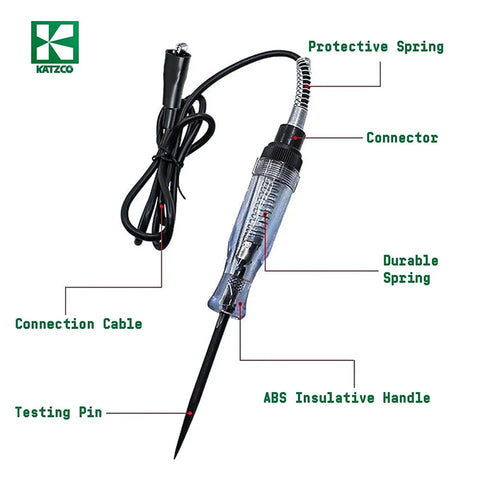 All In One Continuity And Current Tester For 6 To 12 V DC And 24 V AC Heavy Duty Electrical Tester With 54 Inch Beefy Cord Bright Indicator Light Sharp Probe Illustrated Components
