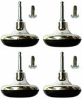 Four Pack Built Tough Chrome Furniture Glides With Metal Core Inserts For Divan Beds Sofas And Footstools slick rolling replacement caster legs.