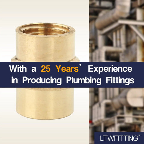 Seven Hundred Piece Bulk Bundle Of Quarter Inch Female Npt Brass Pipe Couplings For Water And Fuel Lines Featuring Straight Up Solid Lead Free Construction And No Nonsense Heavy Duty Industrial Grip - Close-up of brass coupling.
