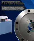 Heavy Duty Electric Arc Chamfering Machine 0 To 4 Mm Range With Rock Solid 45 Degree R2 Bevel At 10000 Rpm close-up of disc and panel.