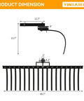 Diagram showing dimensions of Beast Of A Tow Behind Landscape Rake For ATV And UTV 48 Inch Wide With 2 Inch Receiver 17 Heavy Duty Spring Steel Tines