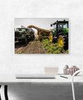 Farm Life Canvas Art Print With Tractor And Cropland Scene, Stretched And Framed Giclee Wall Decor, 26 By 18 Inches, Rustic Farmhouse Poster