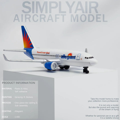 1 To 400 Scale Allegiant Airplane Model Ready To Display Dope Preassembled Alloy Fuselage With Plastic Fittings No Assembly Needed Collectible Aircraft