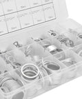 450 Piece Aluminum Flat Washer Set With Storage Box Heavy Duty Round Gaskets For DIY Projects Furniture Appliances Outdoor Gear And Equipment Rust Resistant For Humid Environments, sorted in labeled compartments