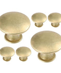 6pc Vintage Round Cabinet Knobs Gold Antique Finish With DIY Friendly Easy Install Drawer Pulls For Cabinets, Doors, Wardrobe Universal Fit