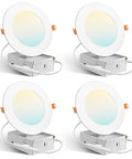 Four Sixteen Pack 6 Inch Ultra Thin LED Recessed Ceiling Light With Junction Box 6000K Daylight Clear White 12W Equals 110W