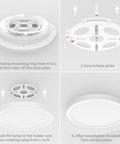 Installation steps for Smart LED Ceiling Light Flush Mount With WiFi Voice Controlled 35W 12 Inch Color Changing RGB Dimmable.