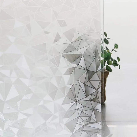 3D No Glue Window Privacy Film With Frosted Glass Look, Static Cling Installation, 17.7x78.7, close-up of decorative 3D rhombus pattern