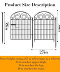 Product size diagram for Tall Garden Dog Fence With Gate 36 Inches High 30.6 Feet Long 14 Panels Black Heavy Duty Metal.