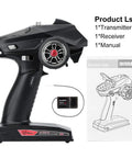 Beefy 2.4GHz RC Transmitter 6CH Controller with Gyro Receiver, manual, and receiver shown; ideal for 1/8 and 1/10 scale use.