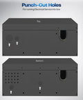 Heavy Duty Wall Mount EV Charger Protective Box With Lockable Safety Padlock Universal Fit, showing punch-out holes for electrical service.