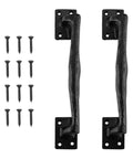 Nine and Three Quarters Inch Rustic Cast Iron Gate Handle for Sliding Barn Doors Vintage Metal Gate Pull Long Cabinet and Fence Handles Heavy Duty Black Finish Easy Install Ideal for Garage Outdoor Closet Interior Weatherproof and Durable 2 Pack