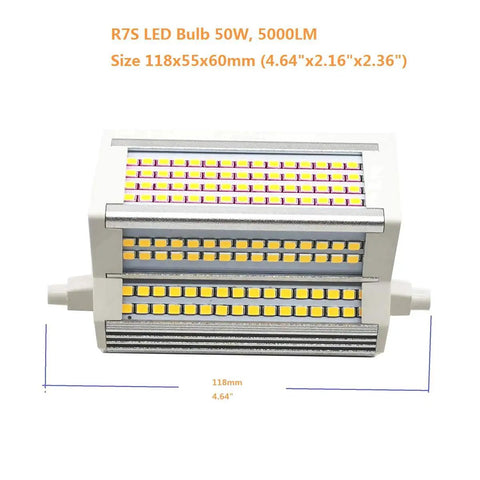 R7S 50W LED Bulb Dimmable 3000K Warm White J Type Double Ended 118mm 4.64 Inch Long Replacement for Halogen Flood Lights