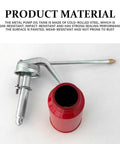 Grease Monkey Approved Manual Pump Oil Can And Oiler Gun Two Pack with red metal tank and dripless spout for lubrication.