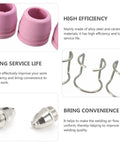 Premium Plasma Cut Torch Tips Nozzle Consumables Kit For Heavy Duty Cutting Jobs Fits Pl60 Series Soldering Tools close-up of pink ceramic nozzles and metal parts