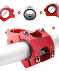 Heavy Duty Aluminum Bike Handlebar Shim 25.4 To 31.8 Mm Reducer Spacer Kit, red wavy design showing installation on stem and bar.