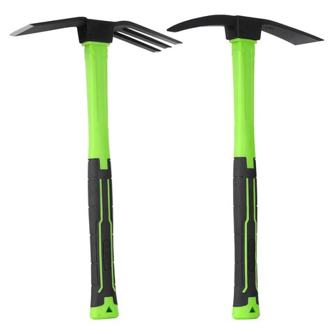Two Piece Garden Hoe Set With Ergonomic Non Slip Handles Carbon Steel 2 In 1 Weeding Tool For Outdoor Garden Beds Comfortable Grip