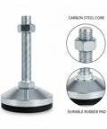Adjustable Leveling Foot for Furniture to Stop Wobble on Irregular Floors with Carbon Steel Leg and D40 Rubber Pad