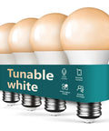 Four Pack Smart LED Bulbs 2.4GHz WiFi Tunable White 2500K To 6500K Dimmable 800 Lumens E26 A19 No Hub Required Works With Alexa