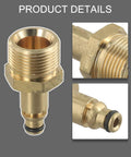 Front view of brass M22 high-pressure washer hose adapter with threaded exterior and O-ring