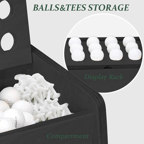 Birch Plywood Golf Bag Storage For Two Bags With 36Lb Rock Solid Organizer And 7 Shelf Command Center Plus Artificial Turf 12 Ball Display No Wall Mounting Needed Black ball and tees compartment
