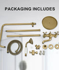 10 Inch Luxury Rain Shower System With Wall Mount Overhead Rain Head And Hand Shower, Brass Valve Body And Trim Included