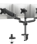 Triple Monitor Desk Mount For Up To 27 Inch Screens, Heavy Duty Arm System With Each Arm Holding 4.4 To 19.8 Lbs, Vesa 75x75 And 100x100 Compatible, Fully Adjustable Triple Monitor Stand For Your Desktop Rig, Black