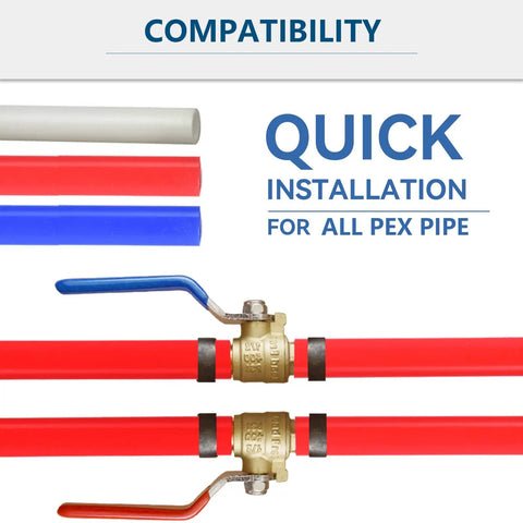 Ten Pack One Half Inch PEX Shut Off Valves Brass Ball Valves With One Quarter Inch Turn Full Port compatibility with PEX pipes