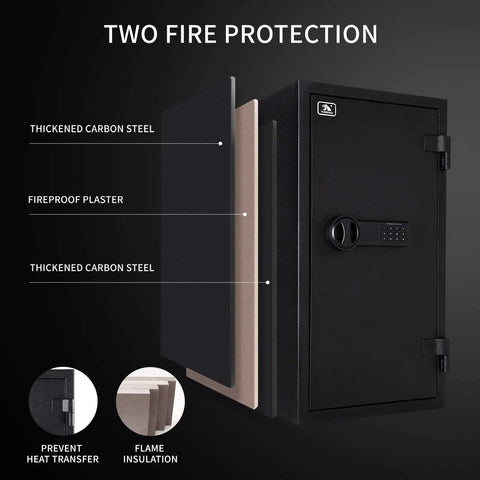 UL Certified Fireproof Safe For Home And Office 3.47 Cubic Feet Large Steel Safe Box With Digital Lock Heavy Duty Fire Resistant Security layers