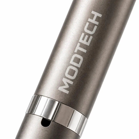 Close-up of Metal Research Pen V2 With Precision Dial For Real Lab Work, 60-Setting Adjustable Control, aluminum body, sleek silver finish.