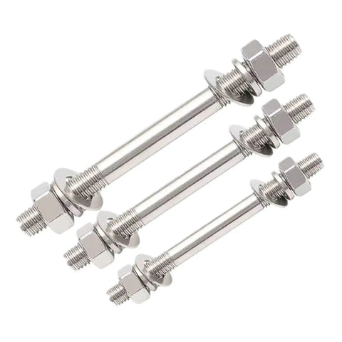 Beefy M12 Double-Ended Threaded Rod Kit In 304 Stainless Steel Through-Wall Bolt Set With Nuts Washers And Spring Washers Includes Two Sets M12x70 Ready To Install