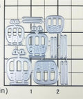 Top Notch Cable Car Ski Board Metal Die Cuts For Handmade Card Making And Cozy Winter Scrapbook Layouts Slick Carbon Steel Punch Dies on grid background.