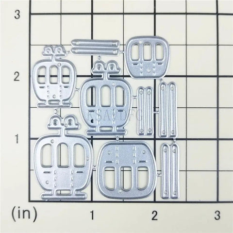 Top Notch Cable Car Ski Board Metal Die Cuts For Handmade Card Making And Cozy Winter Scrapbook Layouts Slick Carbon Steel Punch Dies on grid background.