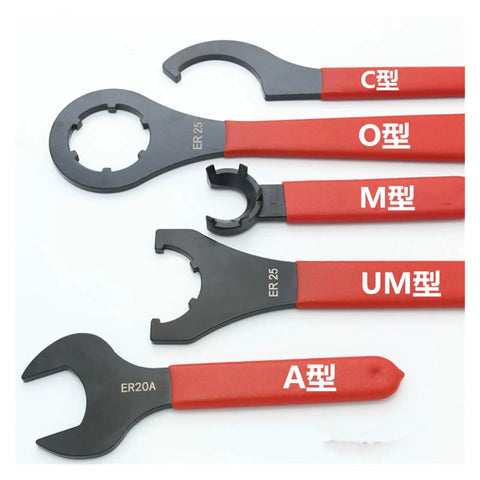 Heavy Duty ER Collet Chuck Wrench Key For CNC Milling And Lathe Tools With Precision Spanner Grip showing various sizes and types.