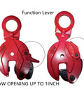 Vertical Plate Clamp Workhorse Heavy Duty Lifting Clamp With Lock Handle for steel plates, showing jaw and function lever