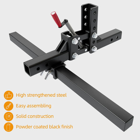 Manual Heavy Duty Implement Lift For ATV UTV With 2 Inch Receiver And 1 Point Attachments Pro System, side view, black steel