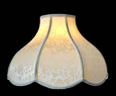 Must-Have Victorian Style Floral Ivory Bell Lamp Shade With Scalloped Edge Extra Large 6x17x12 Inches Beige Ivory Finish For Vintage Living Room Vibe Home Decor