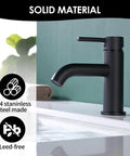Single Handle Matte Black Bathroom Faucet With Metal Drain Assembly And Escutcheon Water Efficient 1.2 GPM on bathroom sink