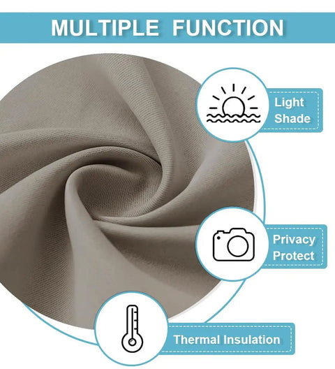 Multiple functions of Privacy French Door Curtain Panel For Patio And Front Doors No Drill Easy Install Room Darkening Tie Up Shade With Strong Adhesive Straps W26 By L69 Inches Sand Color
