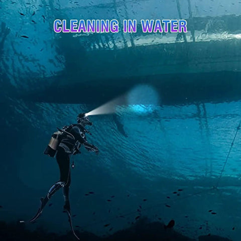 Diver underwater using Lit 5000LM LED Rechargeable Headlamp for Scuba Diving with 5 Lighting Modes IPX8 Waterproof