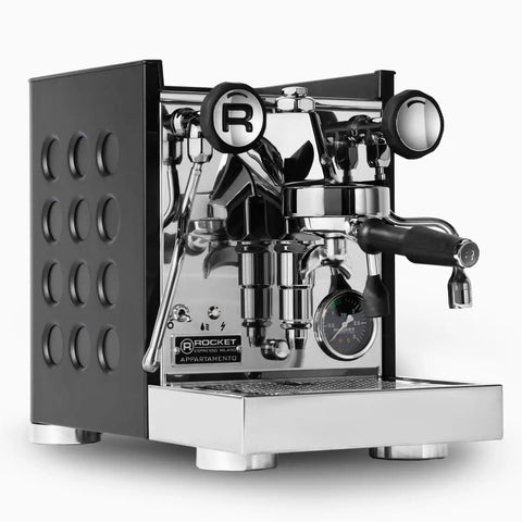 Appartamento TCA Espresso Machine Black On Black For Home Coffee Setup with stainless steel finish and advanced controls