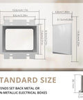 Illustration of a Two Gang Non Metallic Electrical Outlet Box Extender ETL Listed White Receptacle And Switch Box Extender Fire Rated For Two Hours Includes Mounting Screws 1 Pack with dimensions