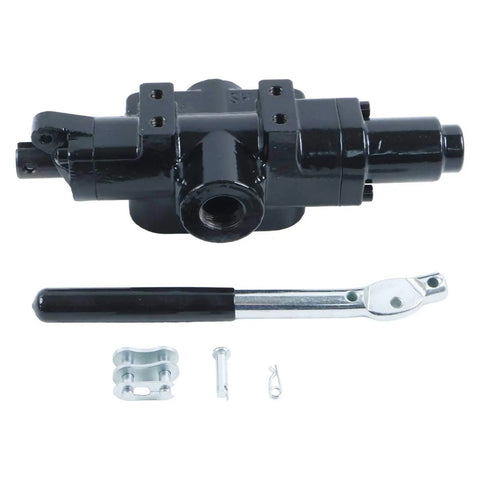 Front view of 3 Position 4 Way Heavy Duty Pro Grade Hydraulic Directional Control Valve C908 0C000908 with components.
