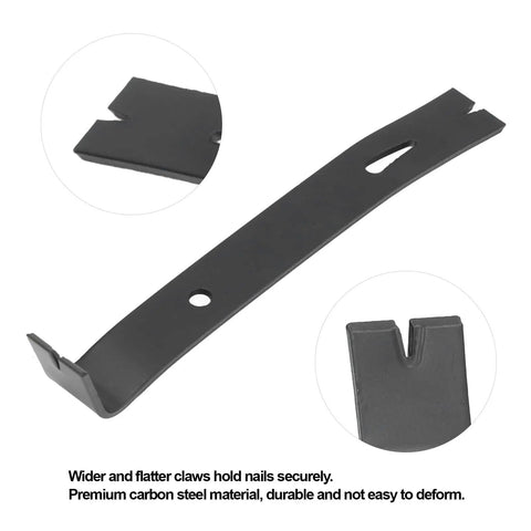 Carbon Steel Pry Bar With Nail Puller And Claw, Beefy Heavy Duty Demolition Tool, flat wide claw, durable black finish