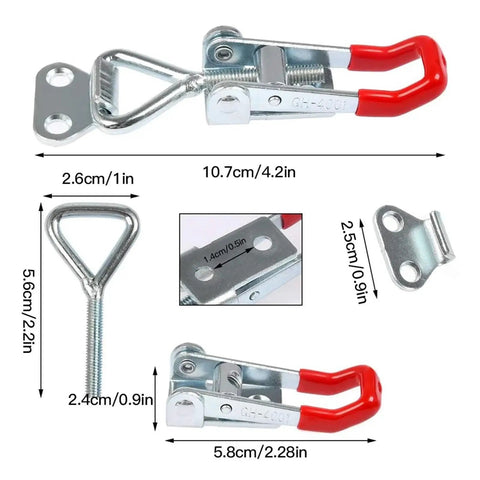 Five Piece Adjustable Toggle Clamp Latches Heavy Duty Holding Clamps For Smoker Lid Jig Tool Box Case Pull Latch With Secure Closure And Stable Clamping During Bumps And Vibration, stainless steel 5-pack, 10.7cm