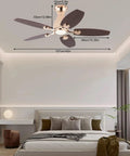 Ceiling Fan with Light Chandelier Modern Gold 5 Blades for Living Room, featuring adjustable blades and light settings.