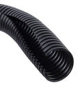 Close-up of black 1.5 Inch By 10 Ft Split Wire Loom Flex Guard Convoluted Tubing, showing split detail in heavy duty sleeve.