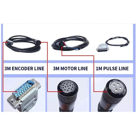380V 10KW AC Servo Motor 2000 RPM 48 Nm Torque With Three Phase Drive And Permanent Magnet Pro Grade Precision Closed Loop Encoder Feedback For CNC And Automated Production Lines Includes AASD 75A Matched Driver, showing 3M encoder, motor, and 1M pulse lines.