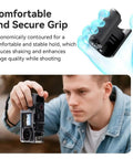 Man using Xplorer Magnetic Quick Release Camera Grip Kit For Insta360 DJI Action And Hero Series with ergonomic handle